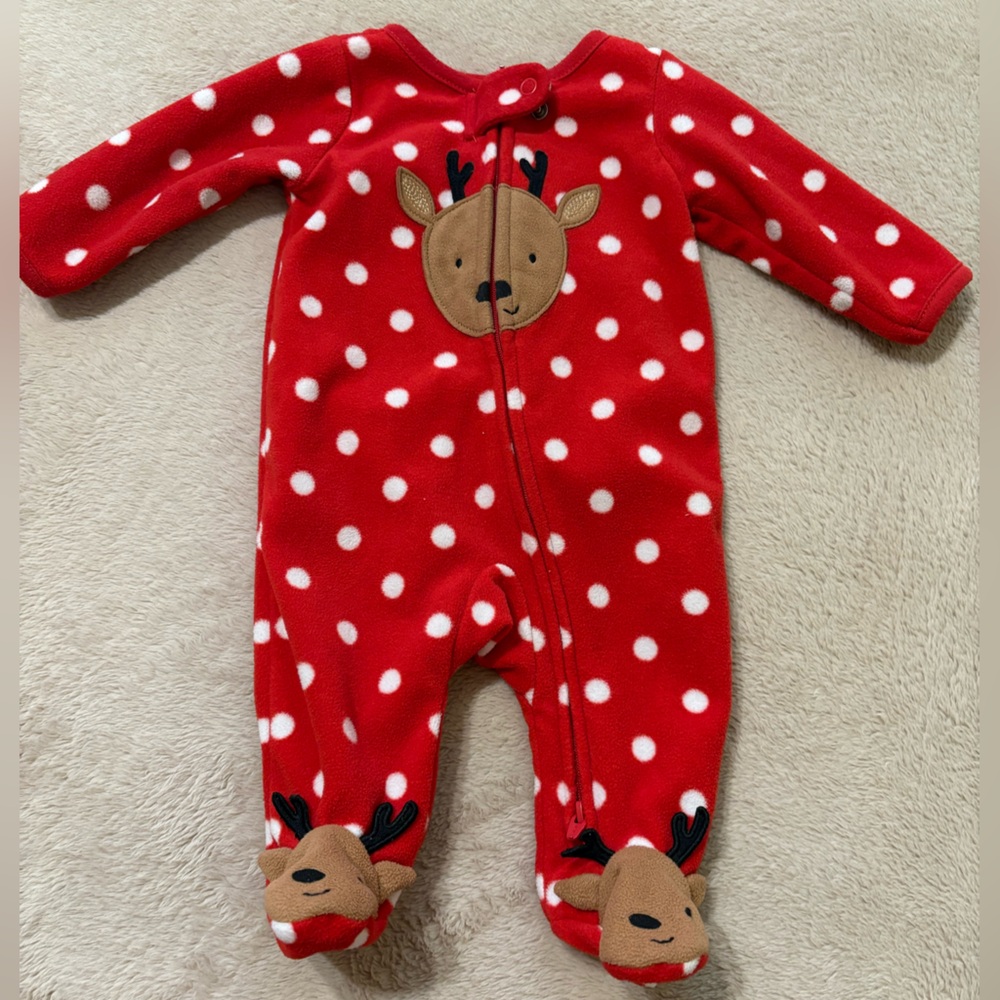 Carter’s Just One You Sleeper with Reindeer and Polka Dots